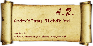 Andrássy Richárd névjegykártya